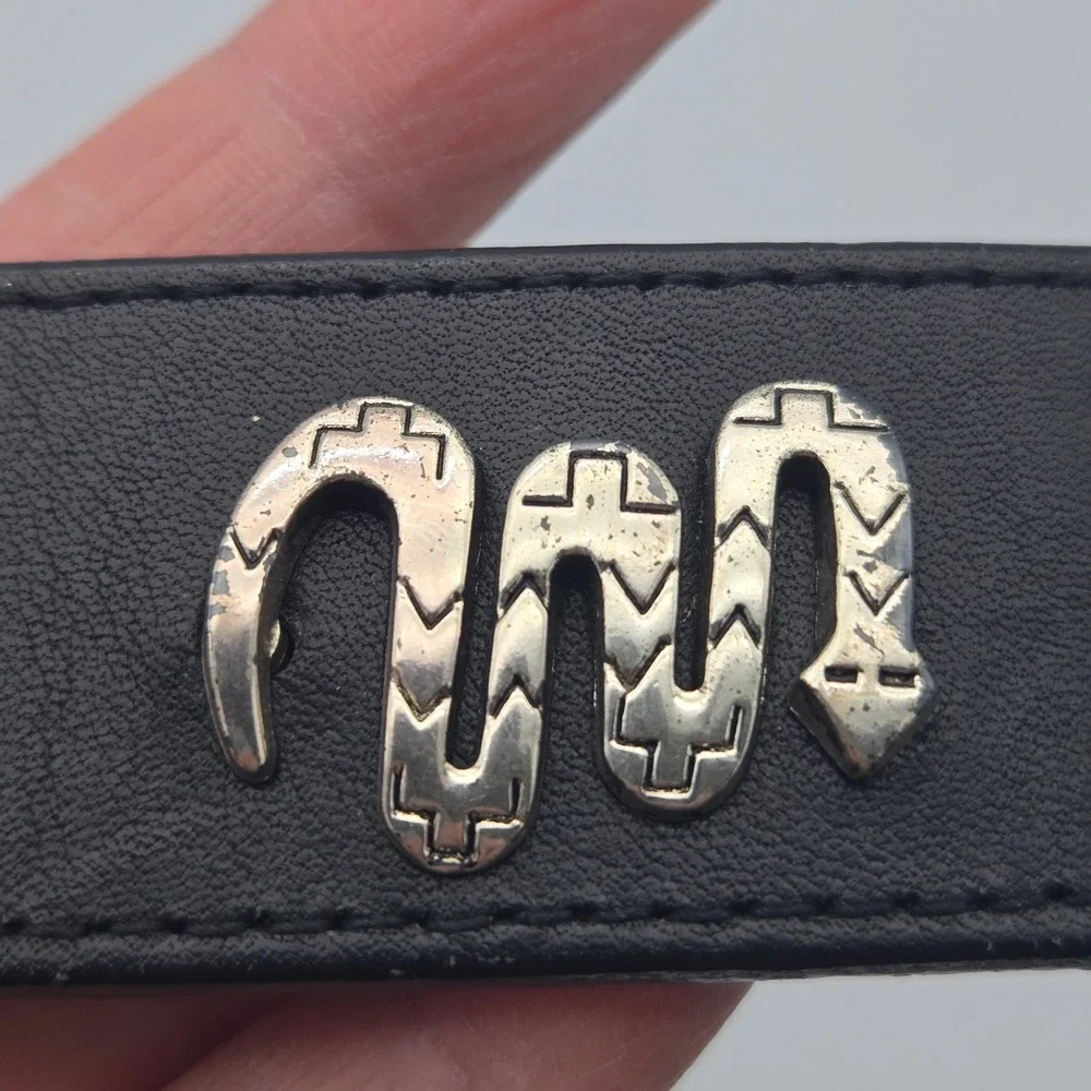 Vintage Silver Creek Black Leather Western Belt Animal Conchos Sz‎ 30 USA Made